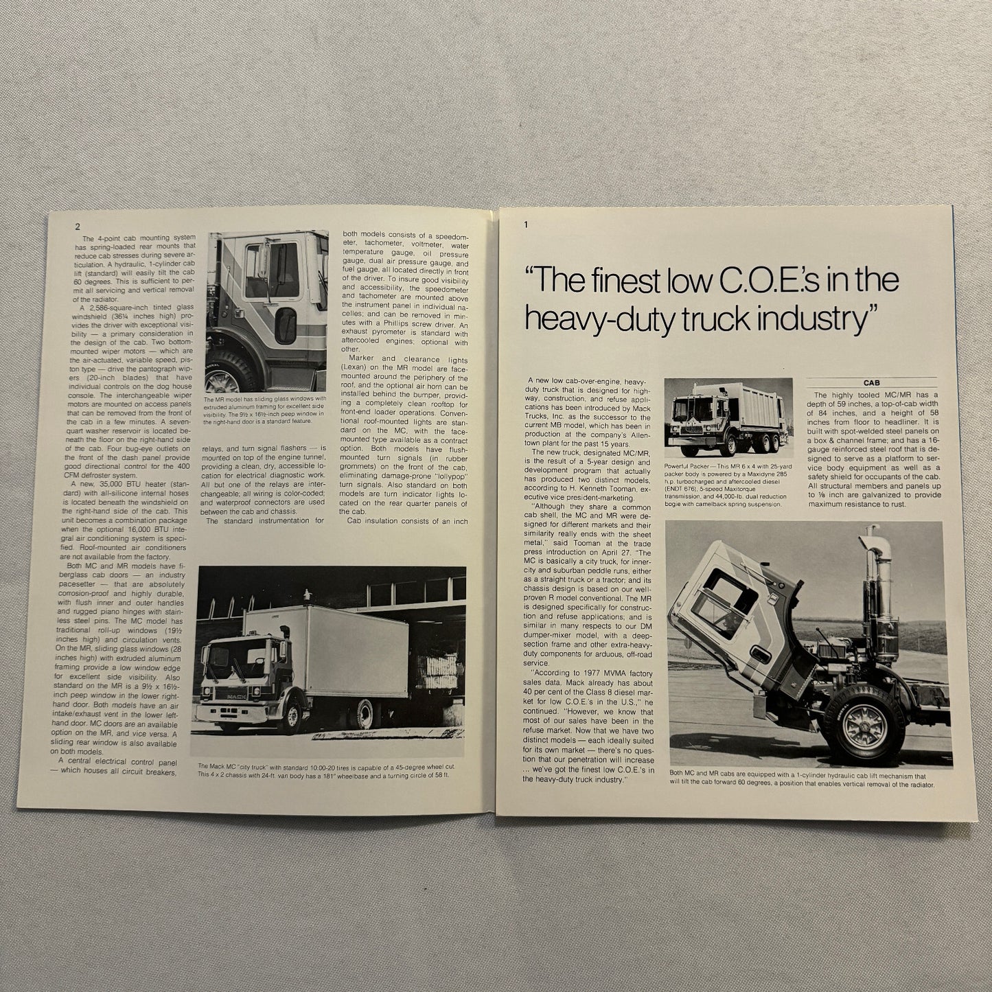 Mack MC MR Truck Sales Brochure Catalog Garbage Truck Refuse Construction
