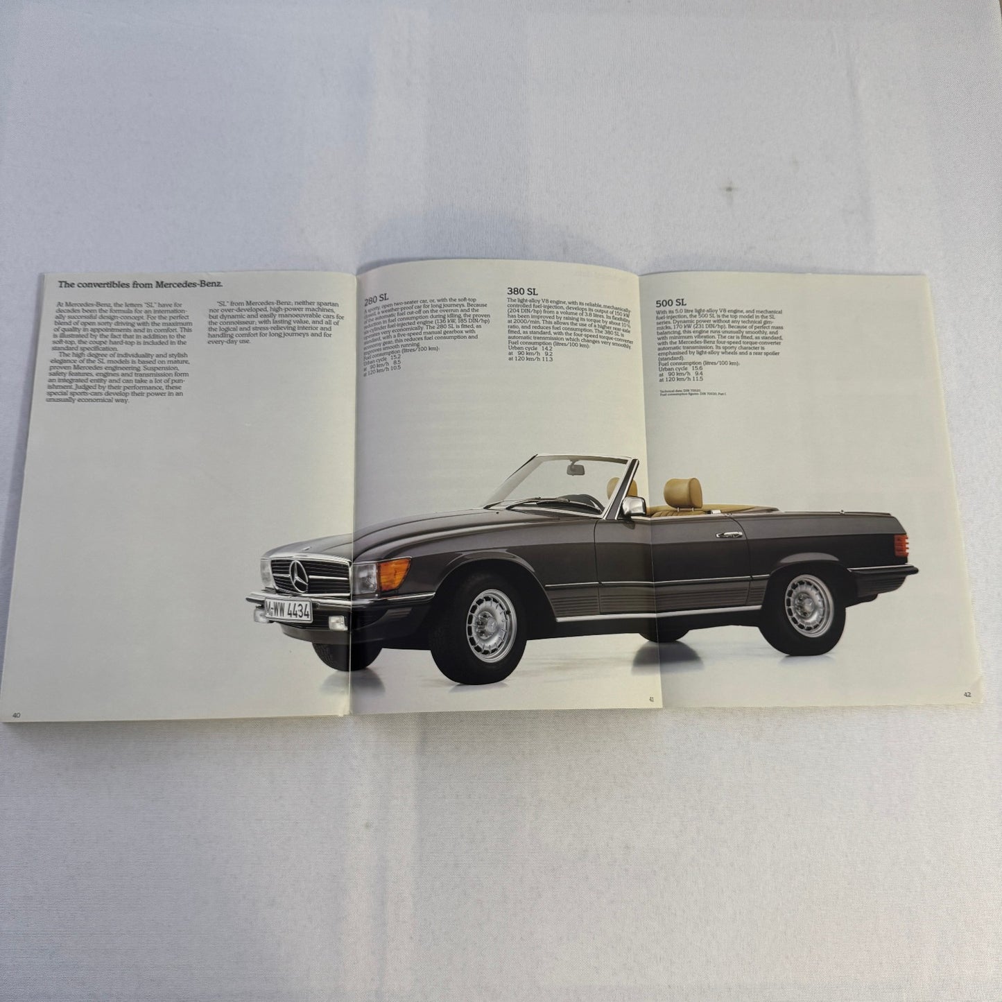 Mercedes Benz Car Brochure 280SL 500 SL 380 SL 280CE 200T 240D 300D 190D 190 250