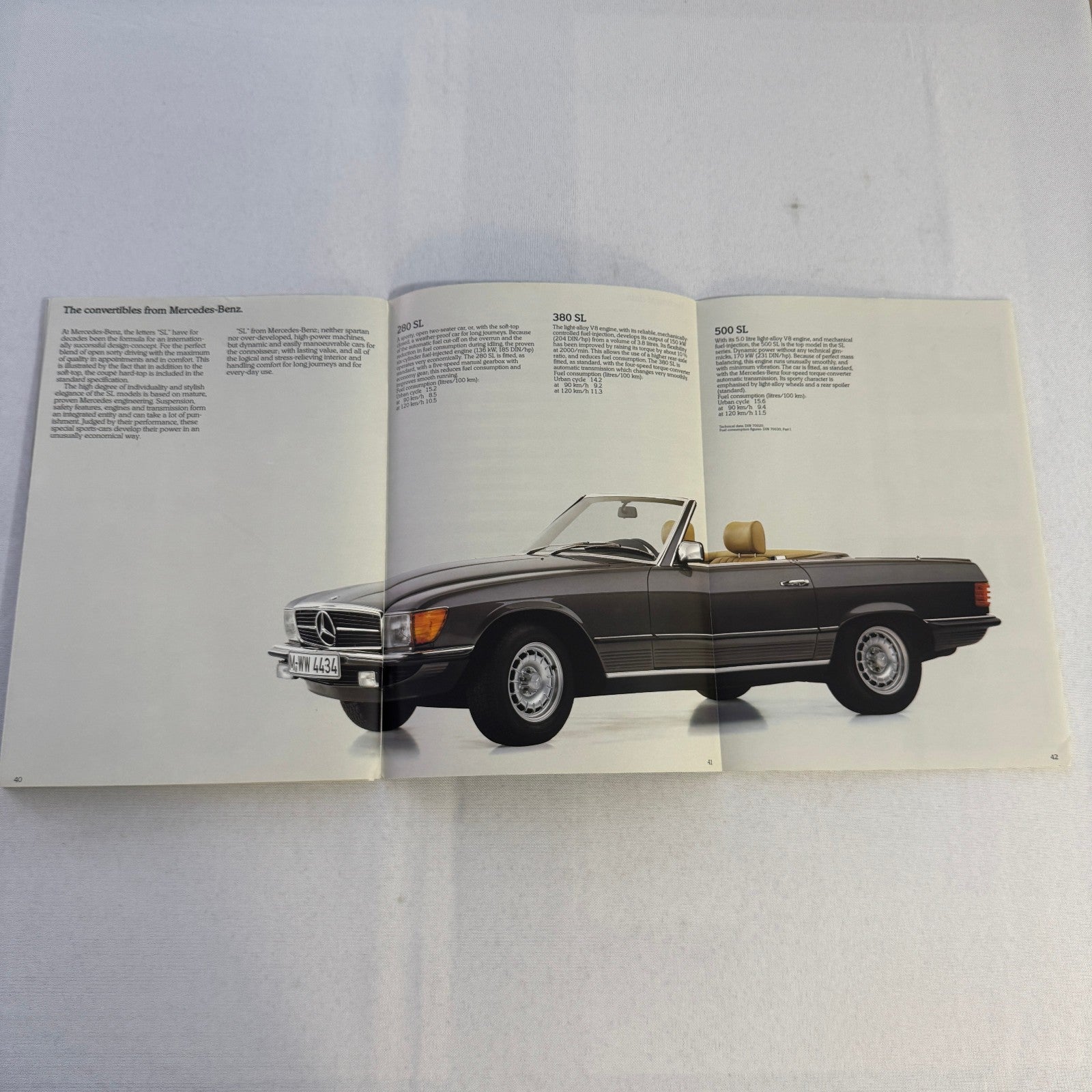 Mercedes Benz Car Brochure 280SL 500 SL 380 SL 280CE 200T 240D 300D 190D 190 250