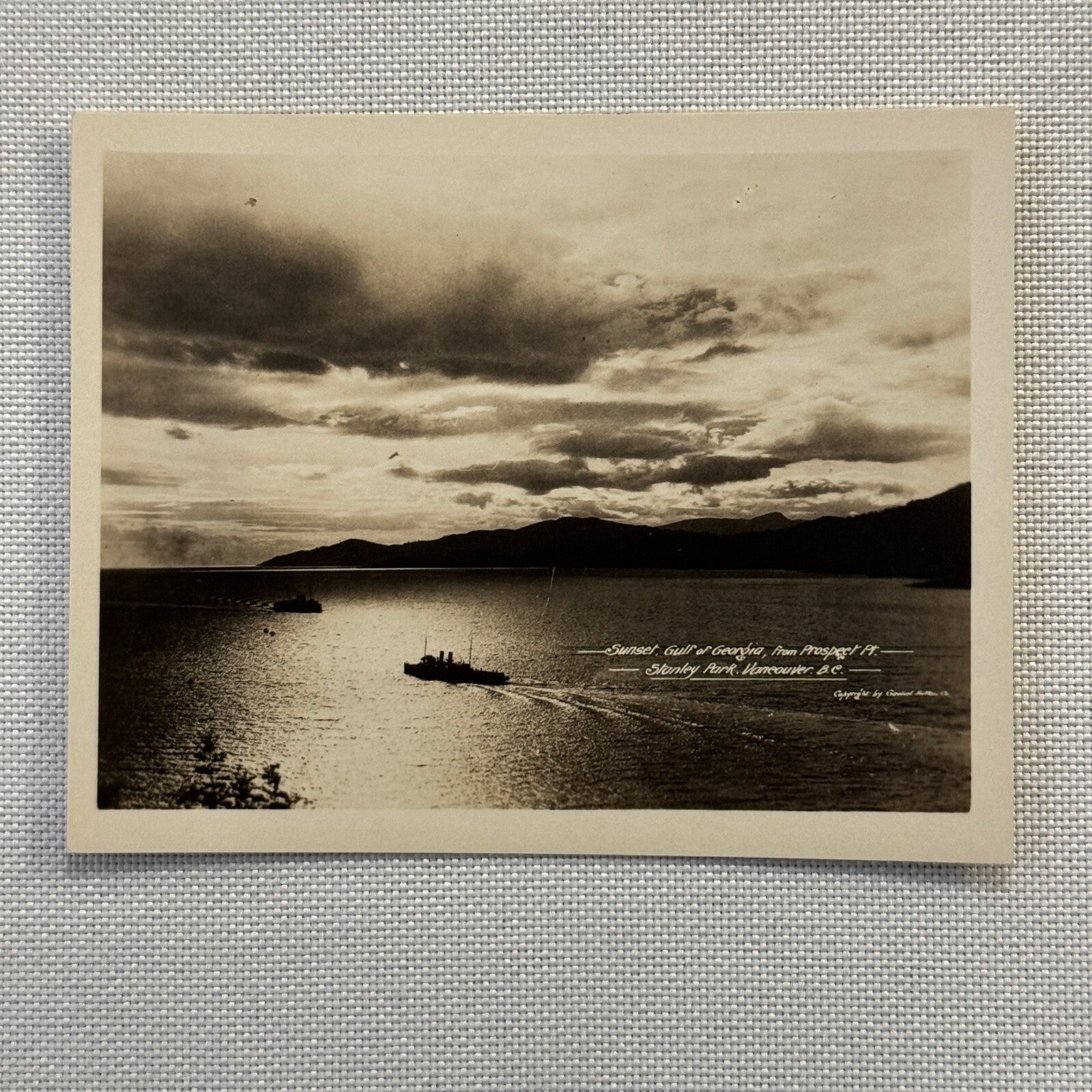 Vintage Ship Boat Sunset Photo Photograph Vancouver British Columbia