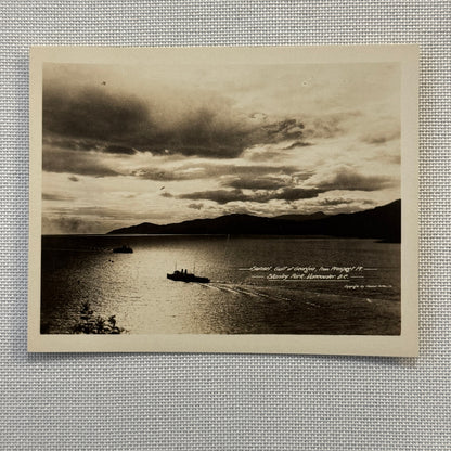 Vintage Ship Boat Sunset Photo Photograph Vancouver British Columbia