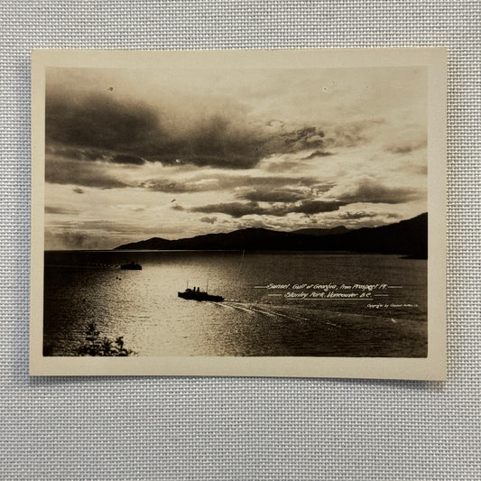 Vintage Ship Boat Sunset Photo Photograph Vancouver British Columbia