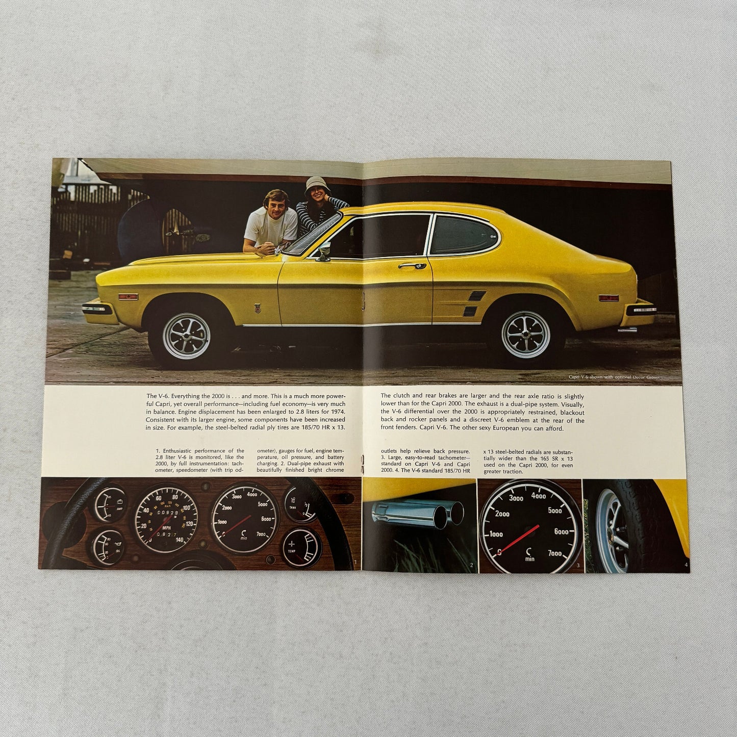 Capri 2000 and Capri V6 Car Sales Brochure Catalog Advertising Mercury Capri