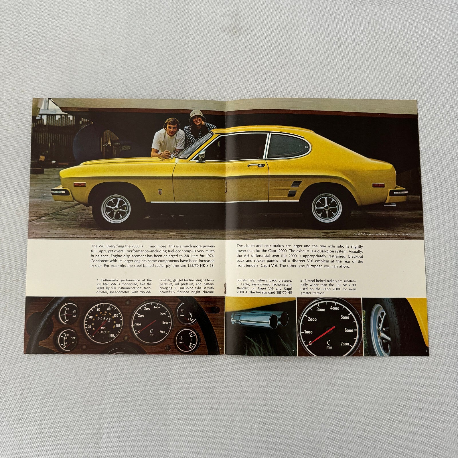 Capri 2000 and Capri V6 Car Sales Brochure Catalog Advertising Mercury Capri