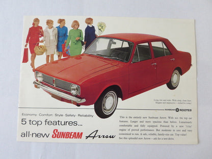 1960s Sunbeam Arrow Sales Brochure Advertising Rootes 