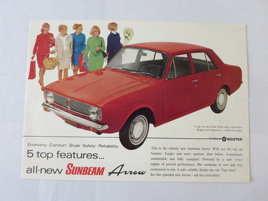 1960s Sunbeam Arrow Sales Brochure Advertising Rootes 