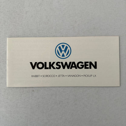 Volkswagen Sales Brochure Catalog VW Rabbit Scirocco Vanagon Pickup 1982 1983