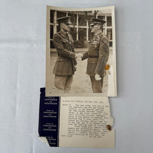 Master Sergeant Joseph L Haley Spanish War Veteran Retirement Press Photo 1933
