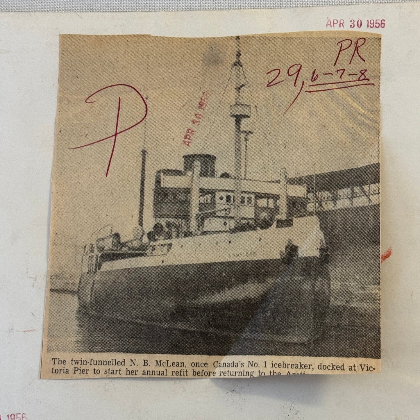 Vintage Ship Boat Photo Photograph Print NB McLean Icebreaker 1956