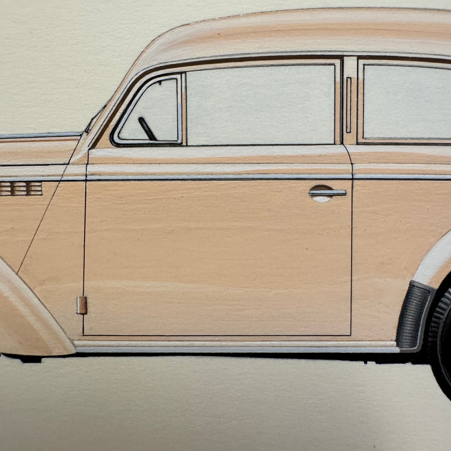 1938 Opel Olympia Car Illustration Art Drawing Hand Drawn Robert Preis German