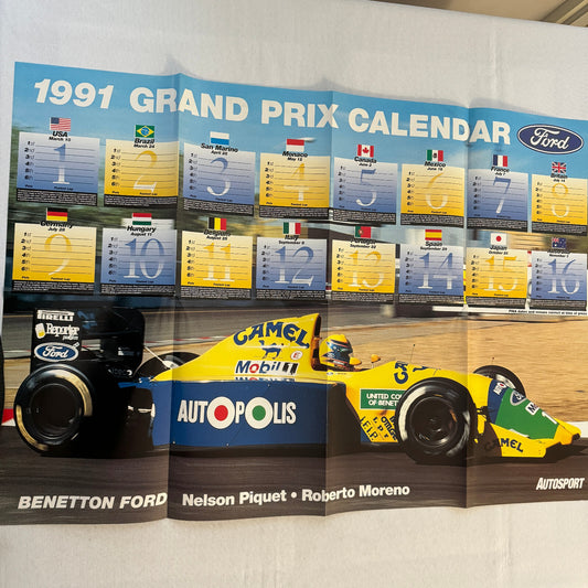 1991 Benetton Ford F1 Racing Poster Nelson Piquet Roberto Moreno Formula One