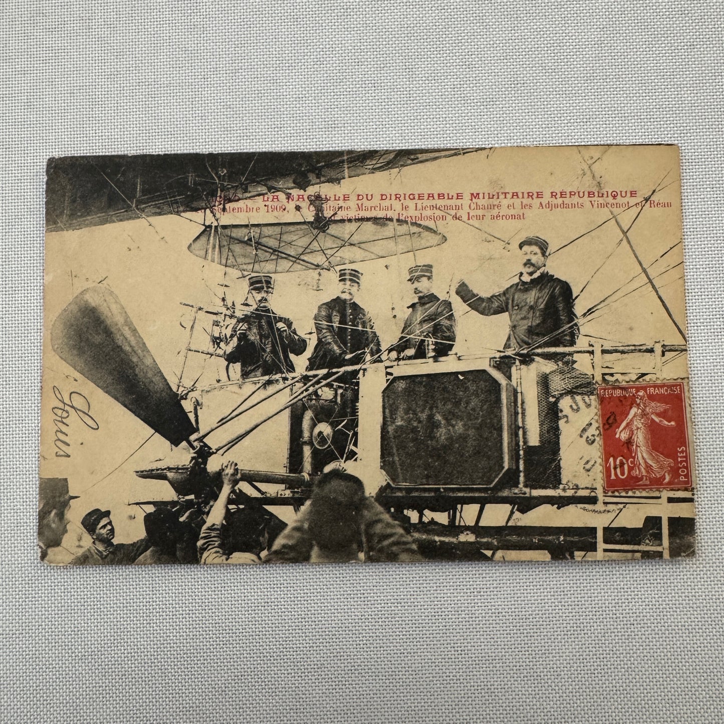 Vintage Zeppelin Airship Dirigible Postcard Post Card French Republique Military