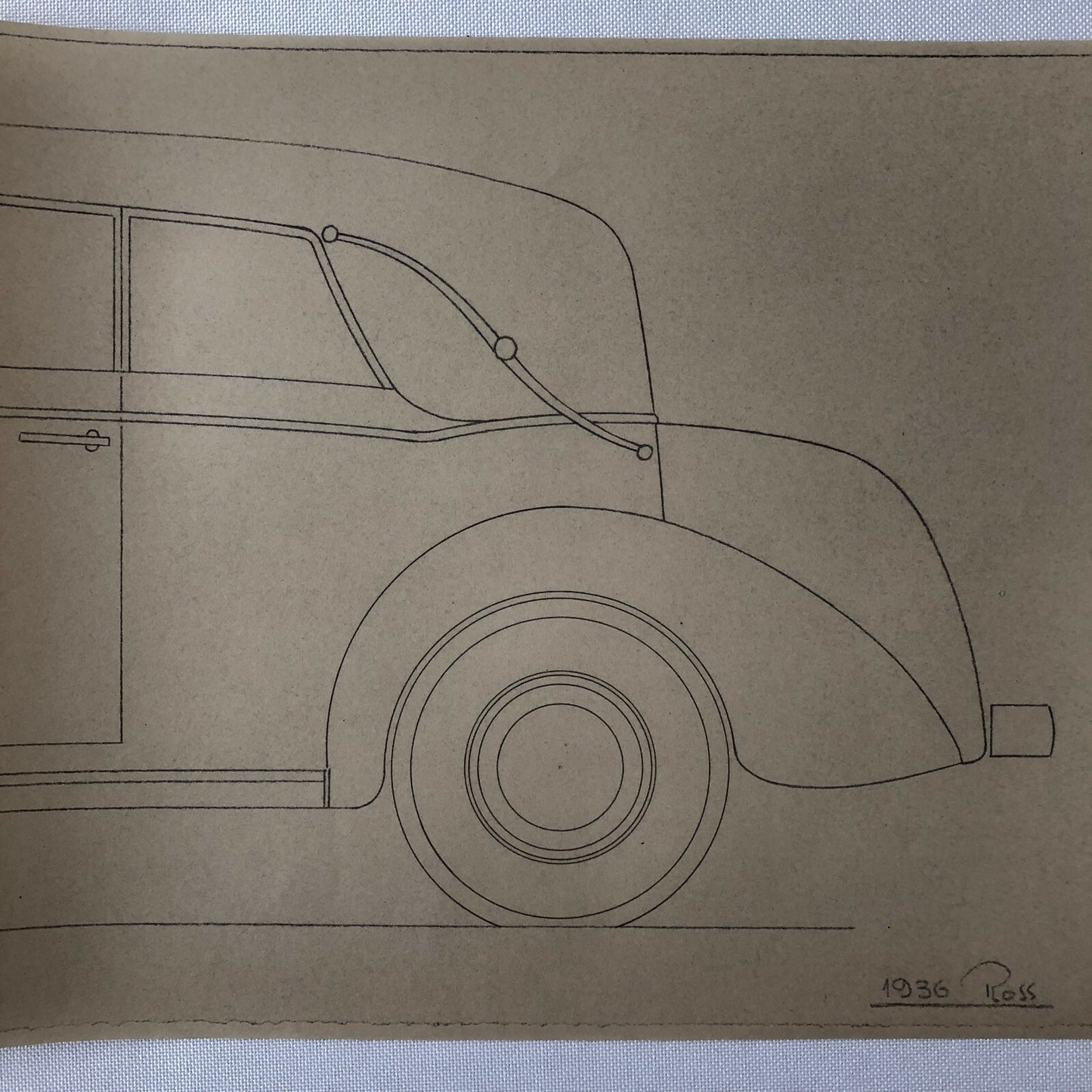 1936 Coachbuilder Car Design Blueprint Rendering Blue Print Coupe Body Style 