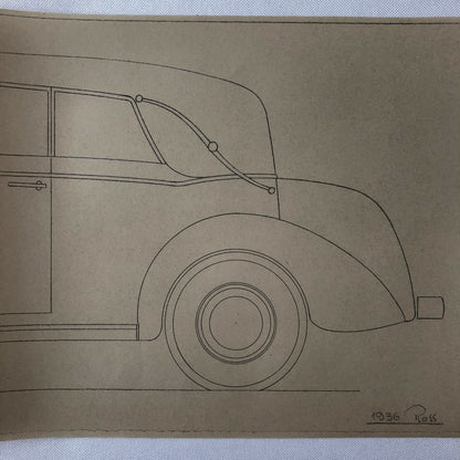 1936 Coachbuilder Car Design Blueprint Rendering Blue Print Coupe Body Style 