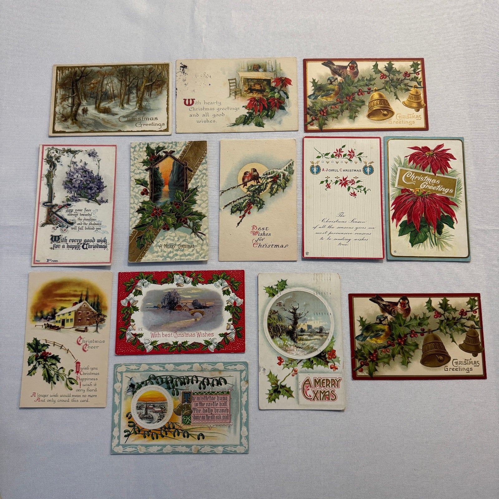 Antique Christmas & New Years Postcard Collection Lot Birds Flowers Xmas 100+
