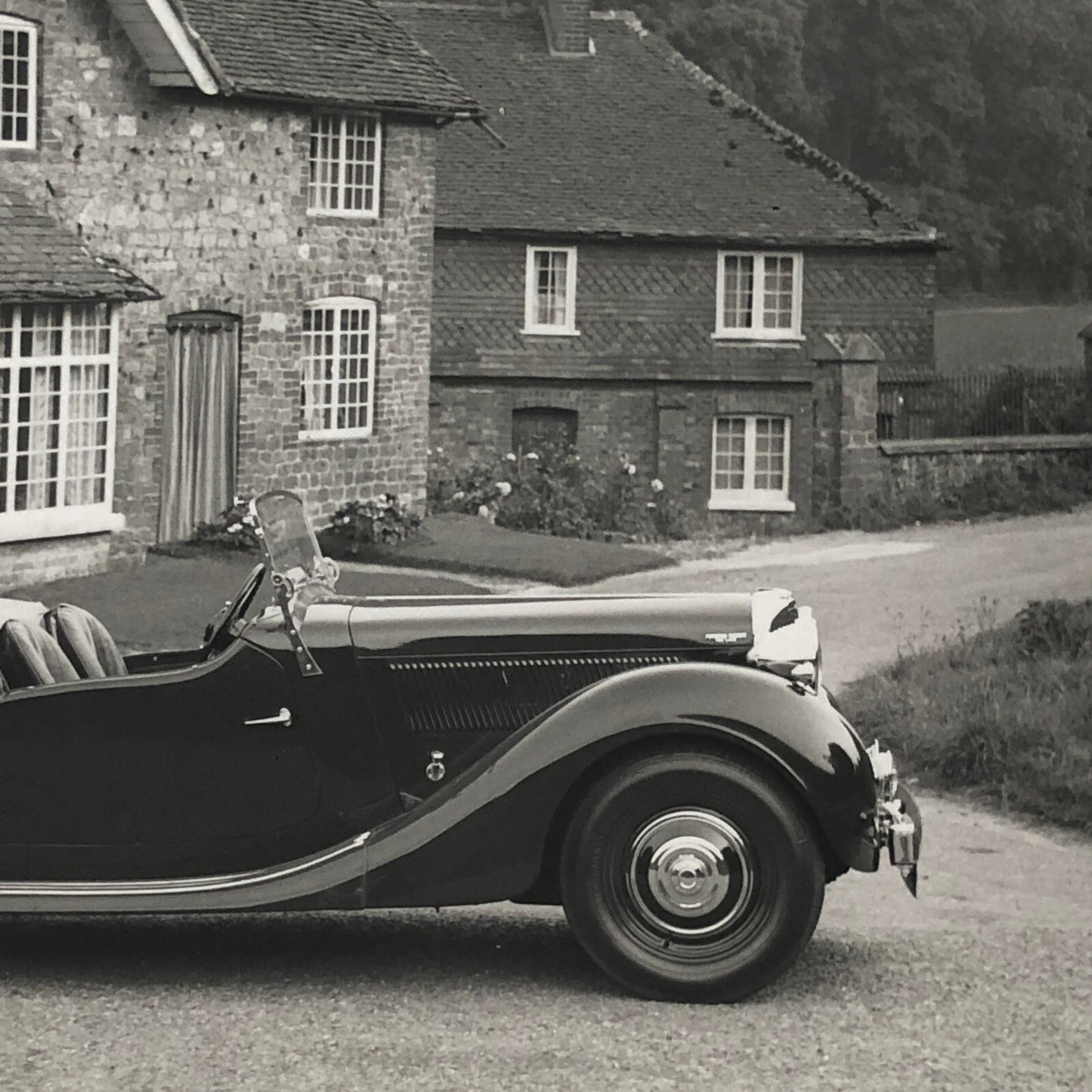 Vintage Car Automobile Outside Estate Home Photo Photograph Print - Lagonda ? 
