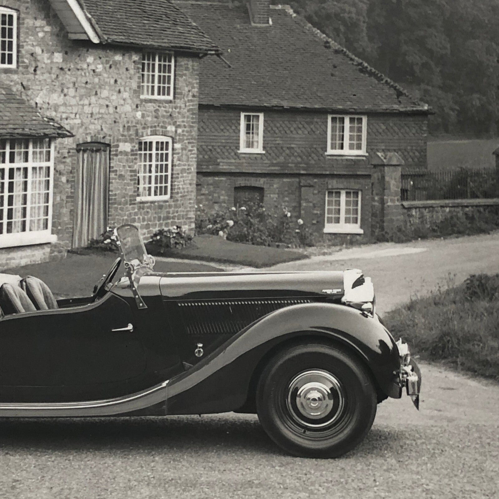 Vintage Car Automobile Outside Estate Home Photo Photograph Print - Lagonda ? 