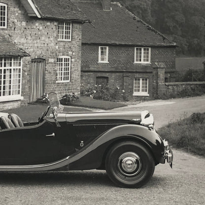 Vintage Car Automobile Outside Estate Home Photo Photograph Print - Lagonda ? 