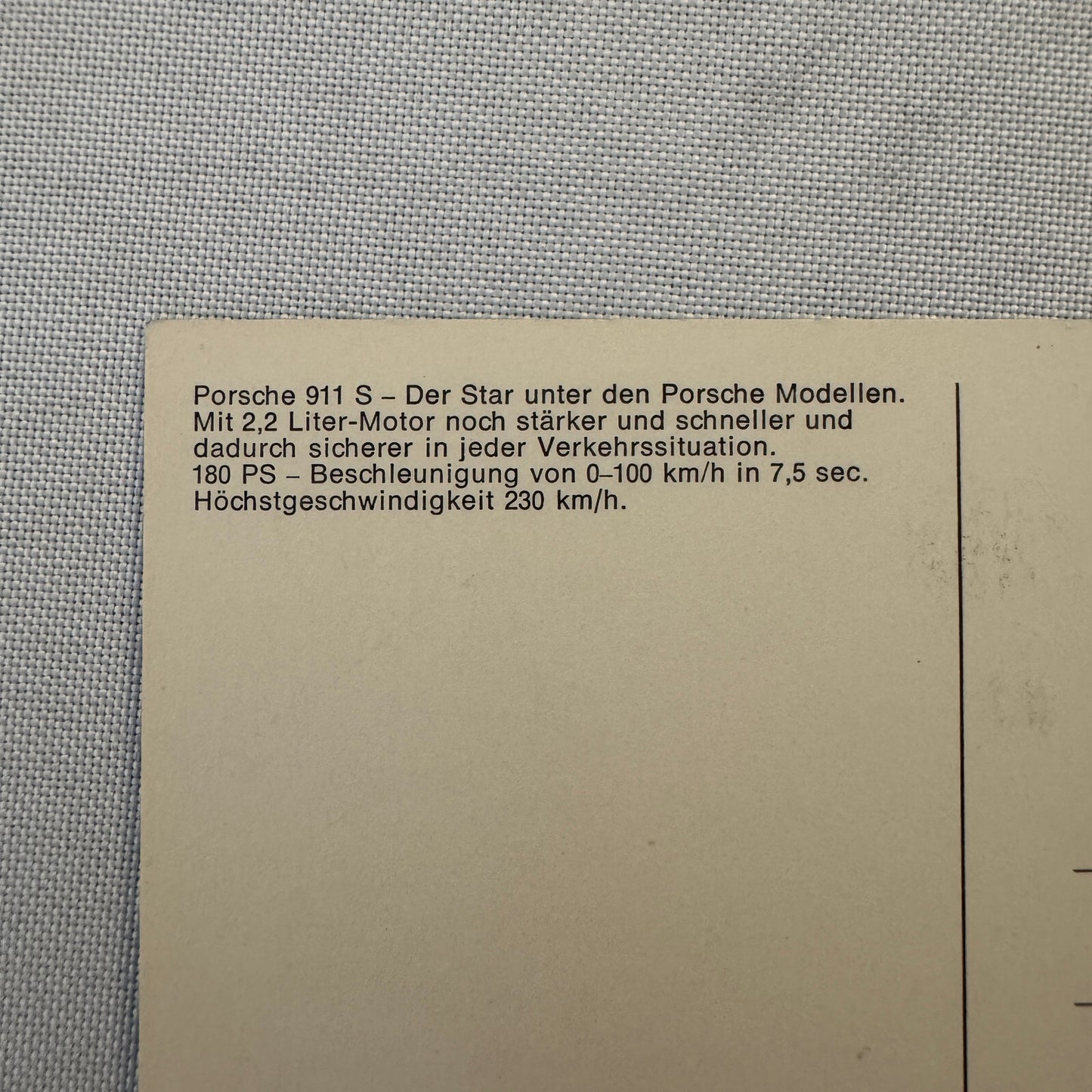 Vintage Porsche 911 S Advertising Postcard Post Card