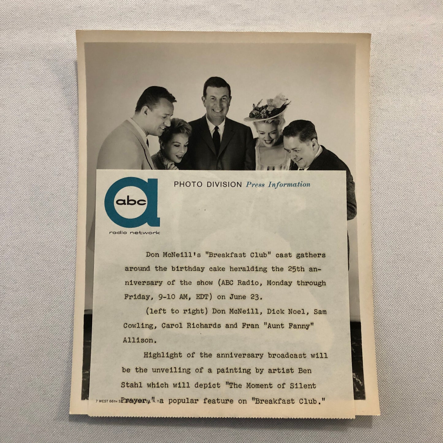 Don McNeill Breakfast Club ABC Television TV Photo Photograph Carol Richards +