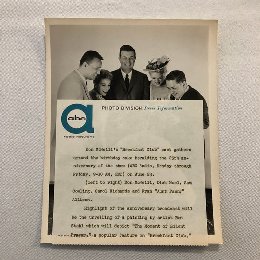 Don McNeill Breakfast Club ABC Television TV Photo Photograph Carol Richards +