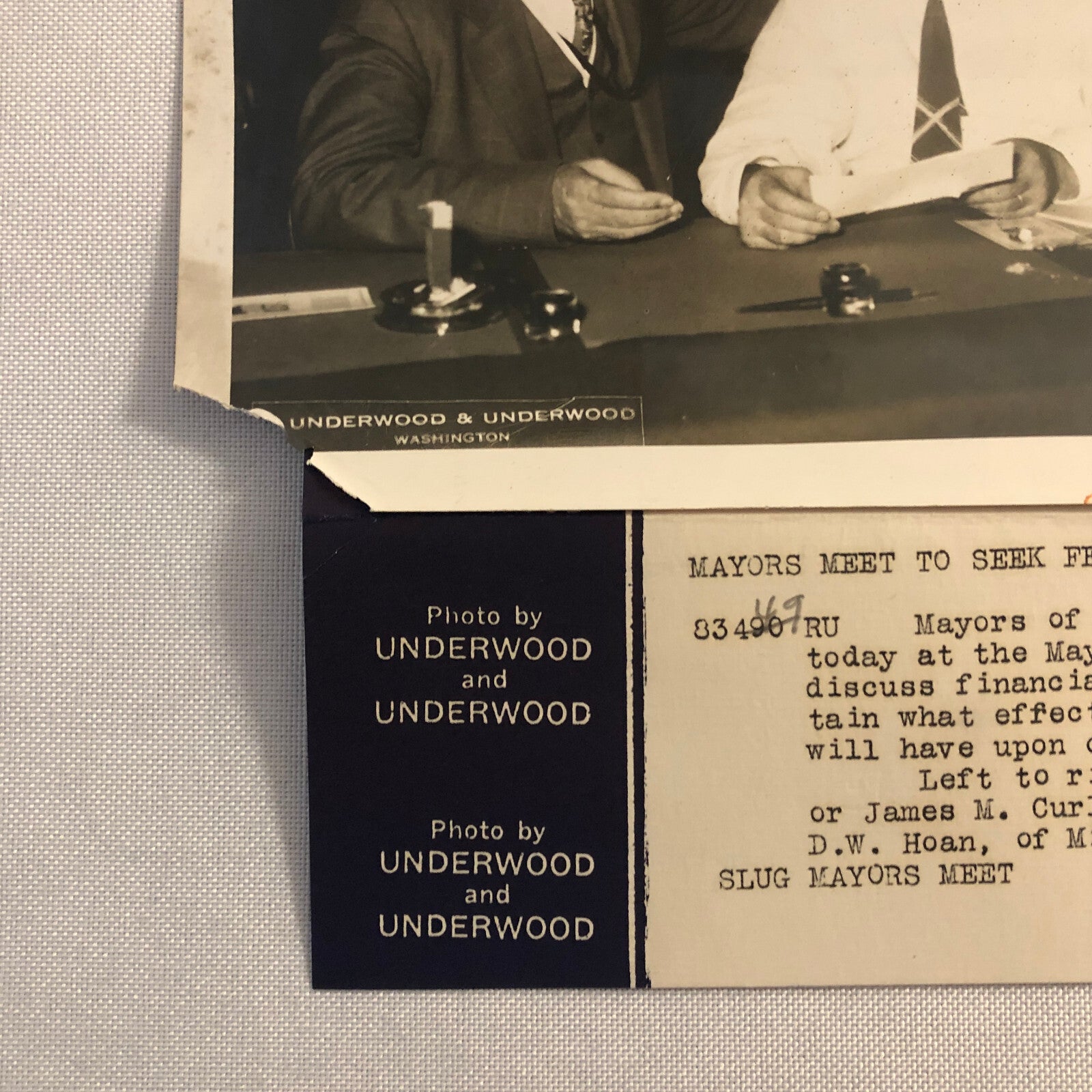 Press Photo Photograph Mayors Discuss Federal Relief Boston Milwaukee Underwood