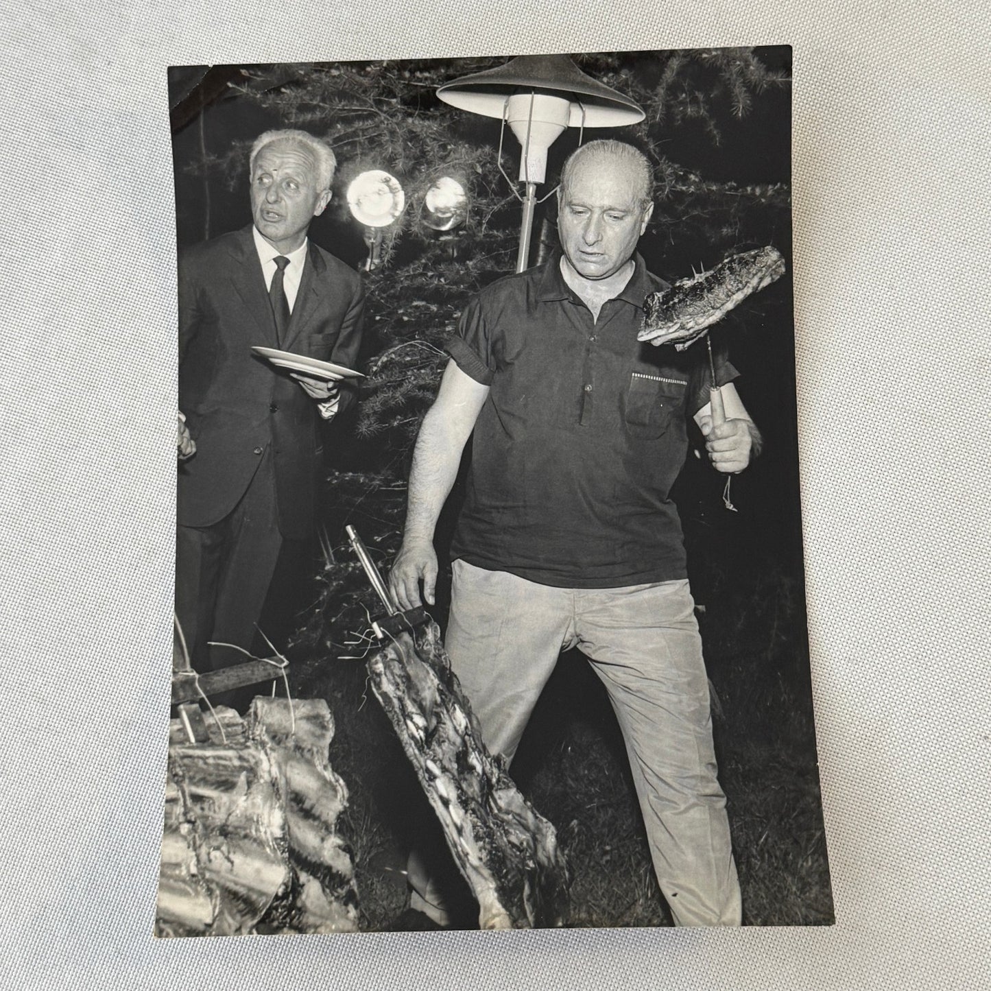 Juan Manuel Fangio Cooking Asado Italian Press Photo Photograph F1 Racing Driver