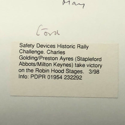 Vintage Ford Rally Car Photo Photograph Print - 1998 Historic Challenge 