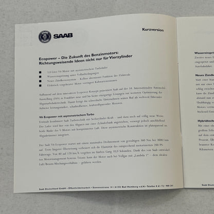 1996 Saab Factory Press Kit Photos Saab 900 Saab 9000 German Text