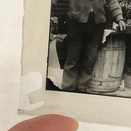 Antique Glass Plate Lantern Slide Photo Man Woman Child in Market Beard