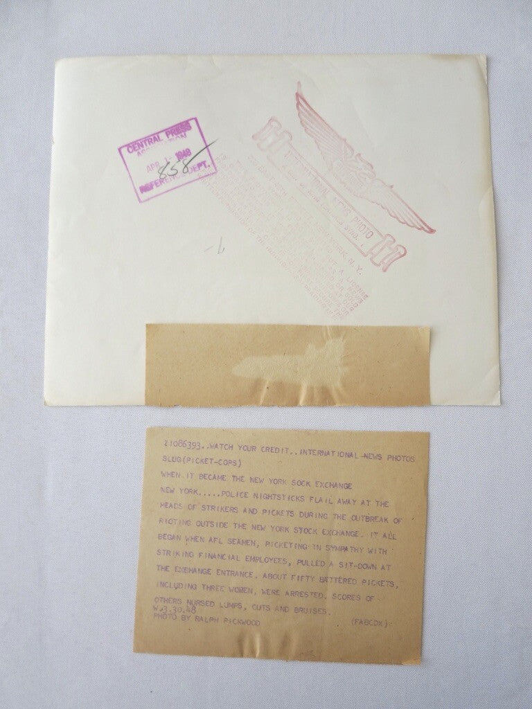 1948 Press Photo Photograph Police Beat Protesters New York Stock Exchange