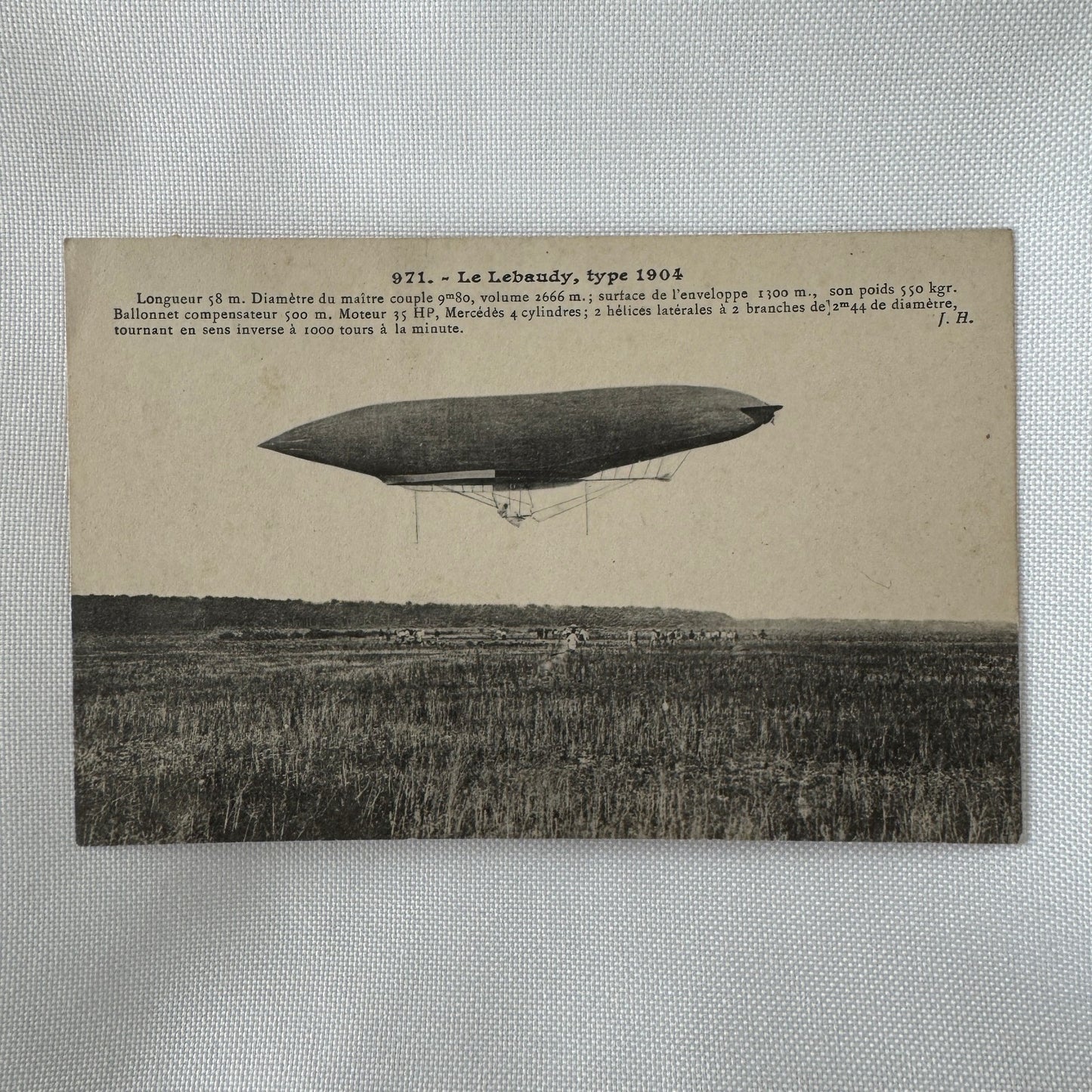Vintage Zeppelin Airship Dirigible Postcard Post Card French Le Lebaudy