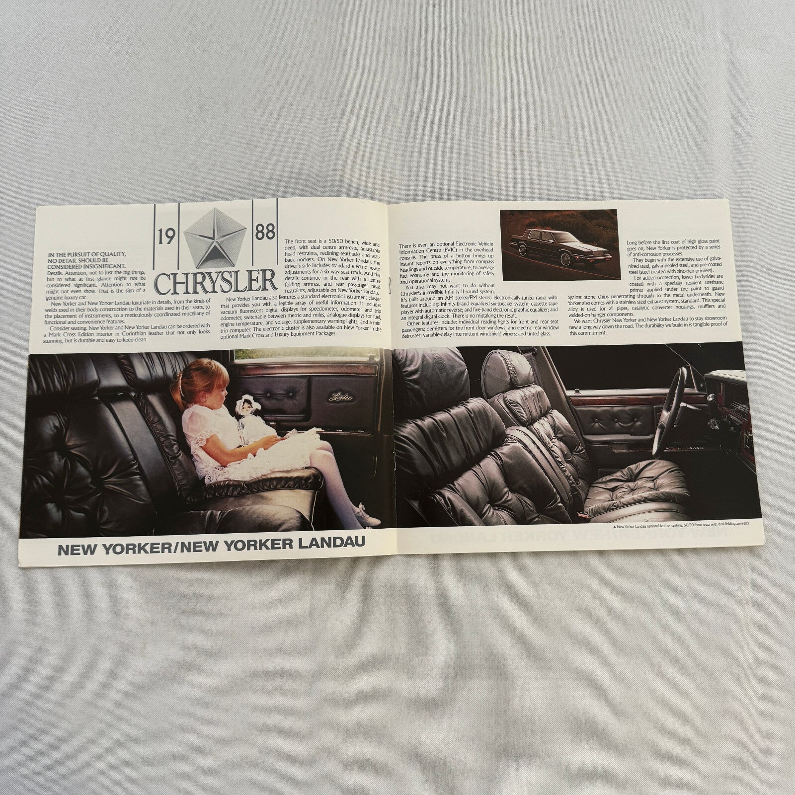 1988 Chrysler New Yorker Car Sales Brochure Catalog Advertising Landau