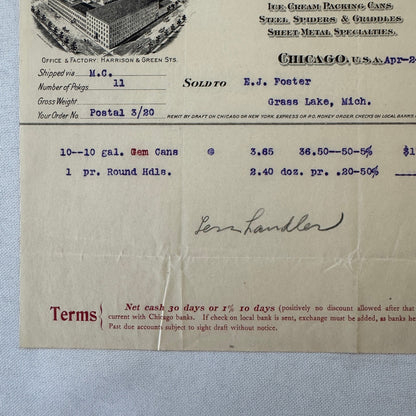 Sturges & Burn Manufacturing Company Chicago 1908 Invoice Document Lot 2x Cans