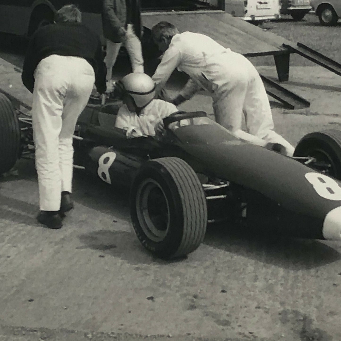 Vintage Racing Car Photo Photograph Lot of 2 - McLaren Car at Silverstone 1967