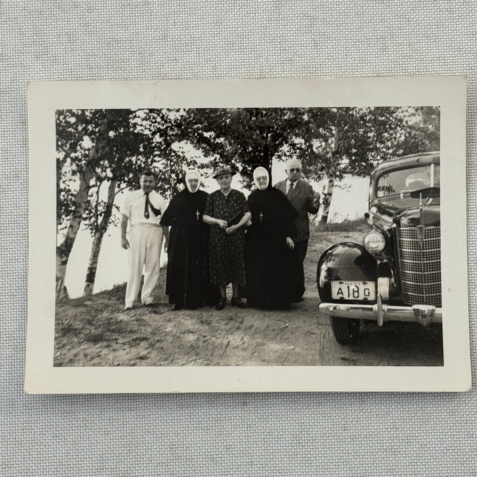 Nuns with Classic Car Vintage Photo Photograph Snapshot Nun