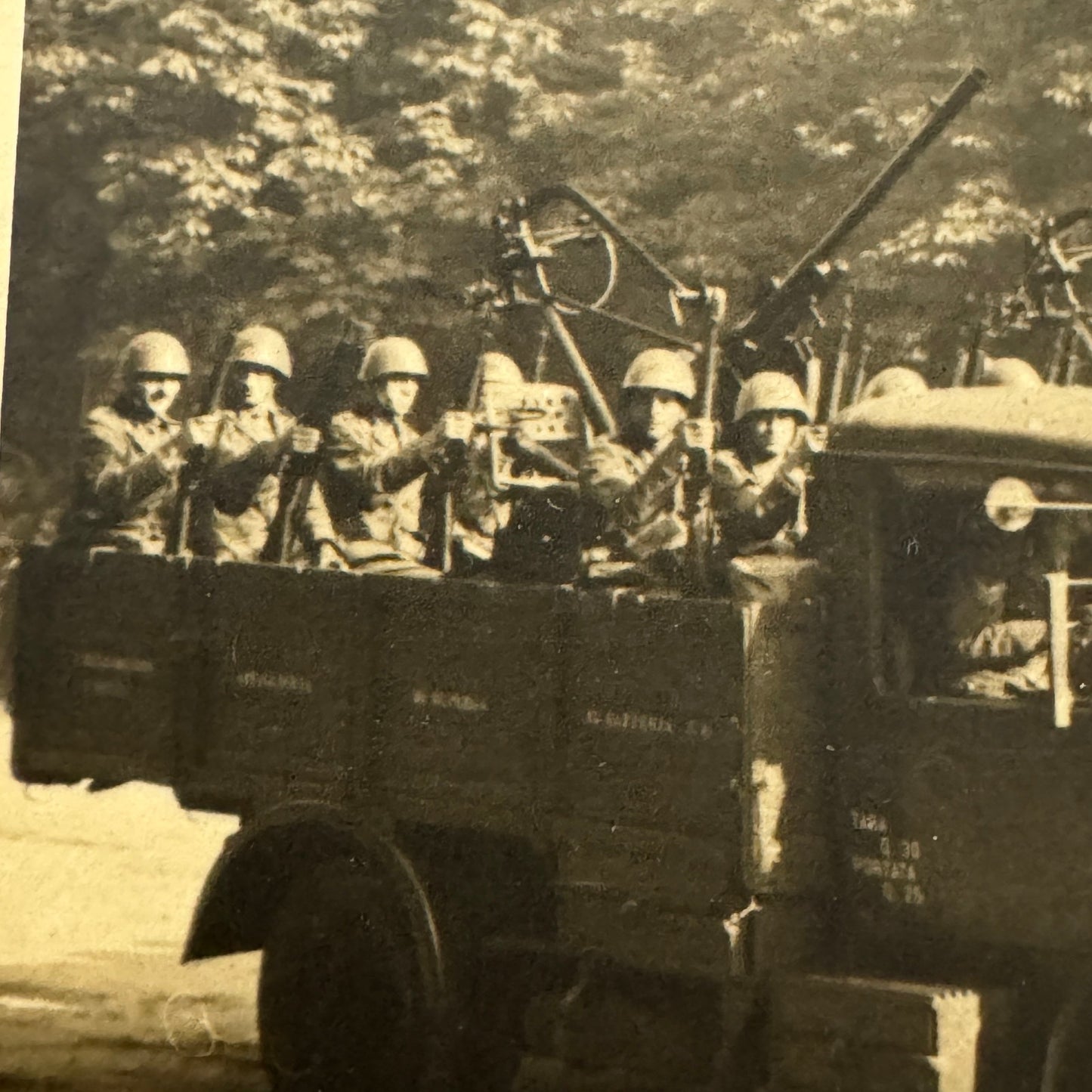 Vintage Military Photo Photograph Print Truck Soliders European