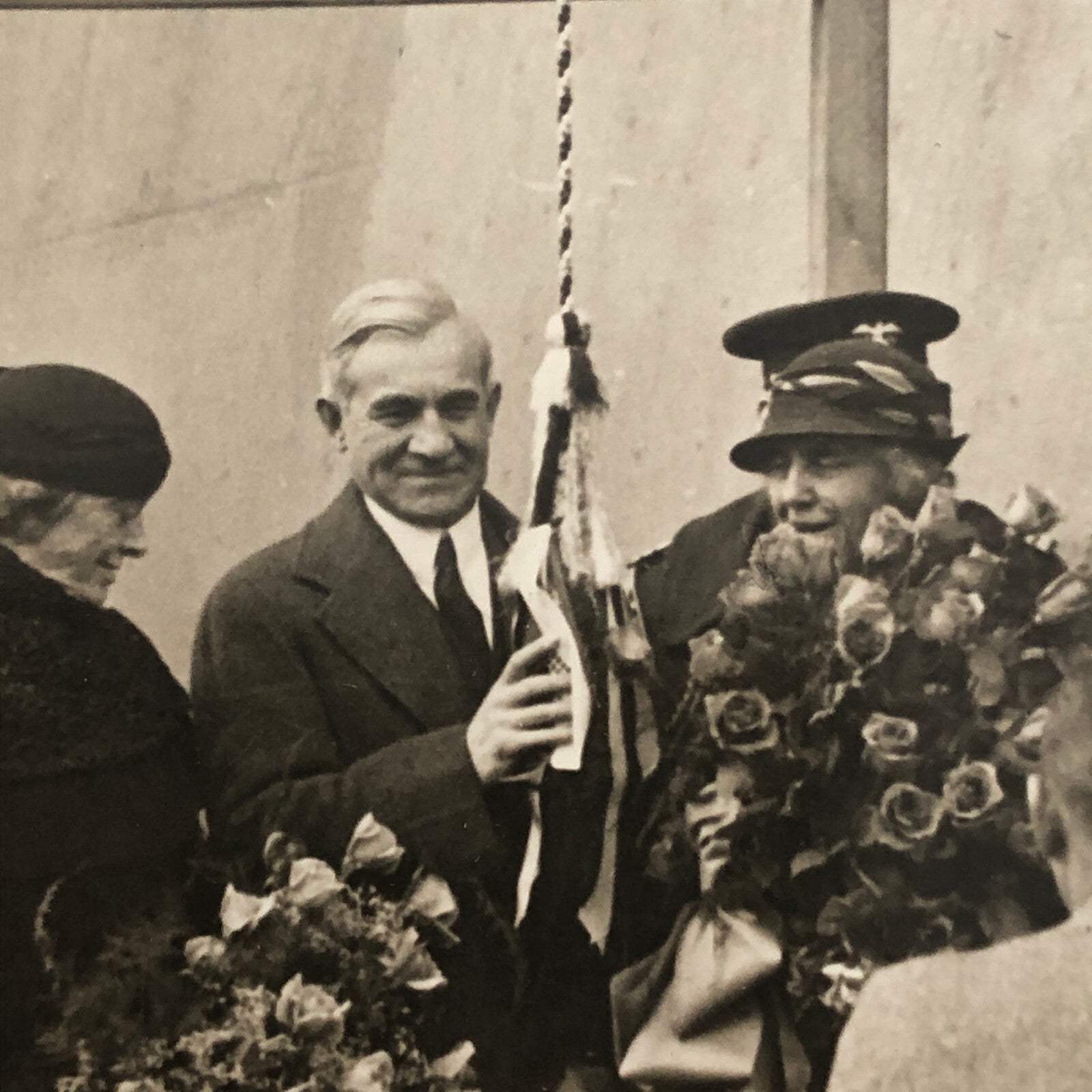 Press Photo Photograph First Lady Lou Henry Hoover Christens Aircraft Carrier