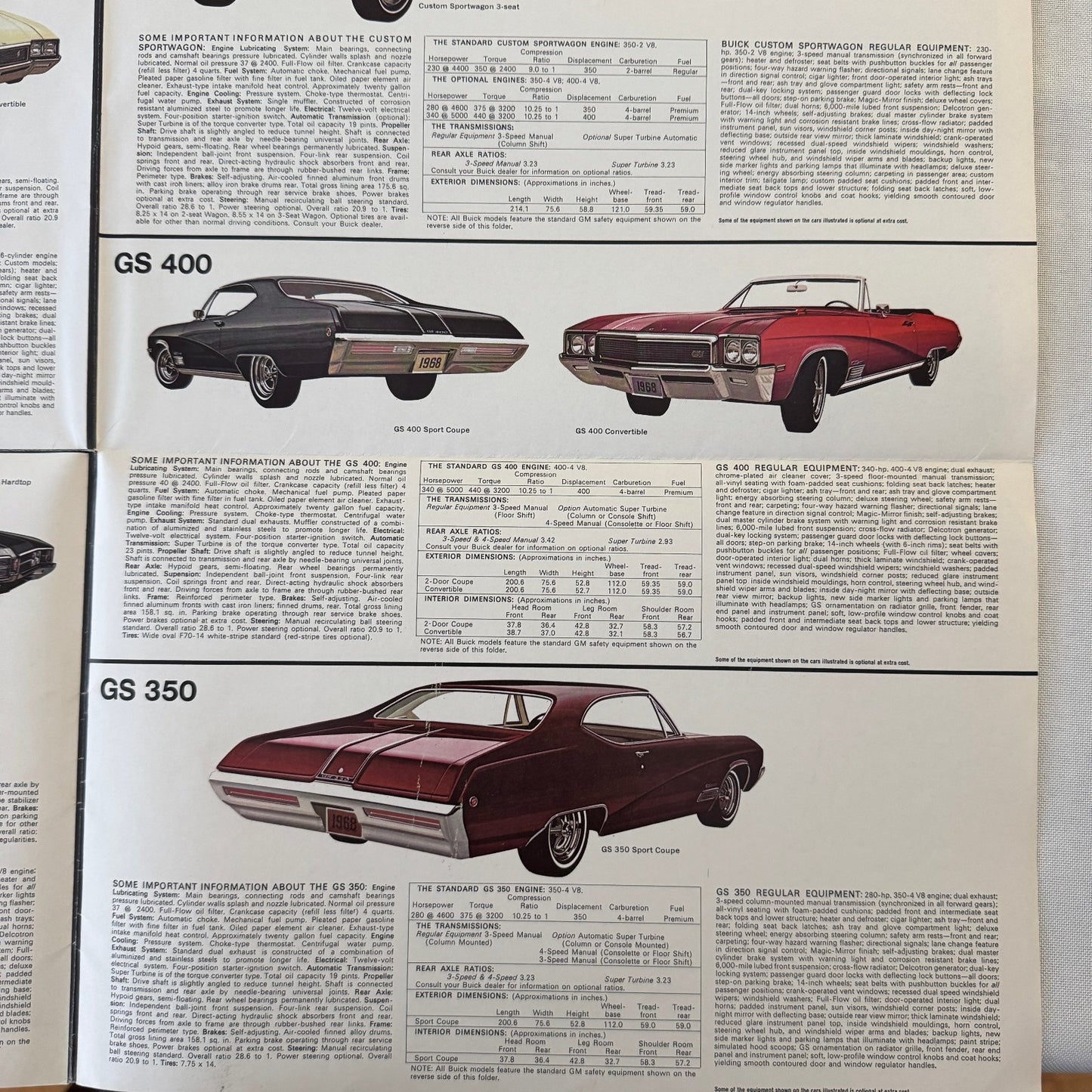 1968 Buick Sales Brochure GS400 GS350 Skylark Wildcat Electra Riviera Catalog