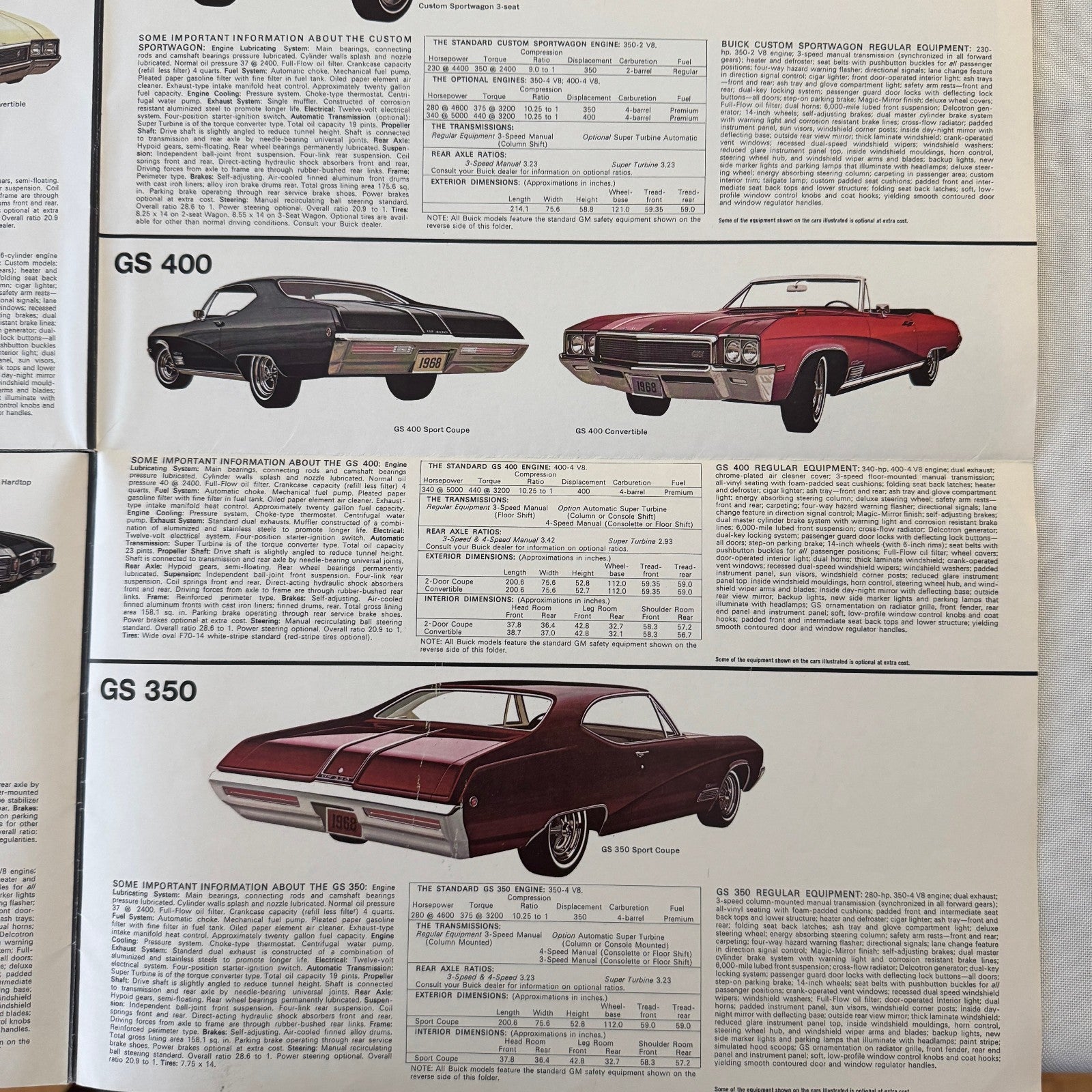 1968 Buick Sales Brochure GS400 GS350 Skylark Wildcat Electra Riviera Catalog