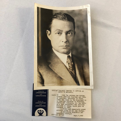 Press Photo Photograph Ambassador to Estonia Latvia Lithuania 1933 Underwood