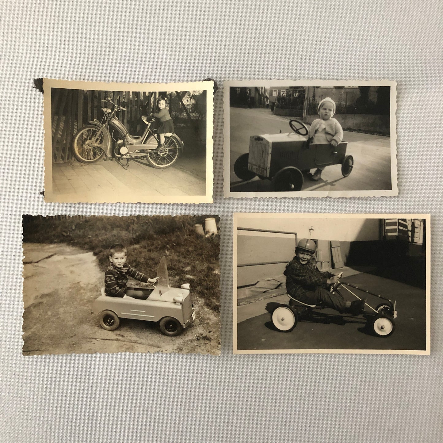 Vintage Photograph Lot Children with Ride On Toys Bikes Cars Pedal Car Tricycle 