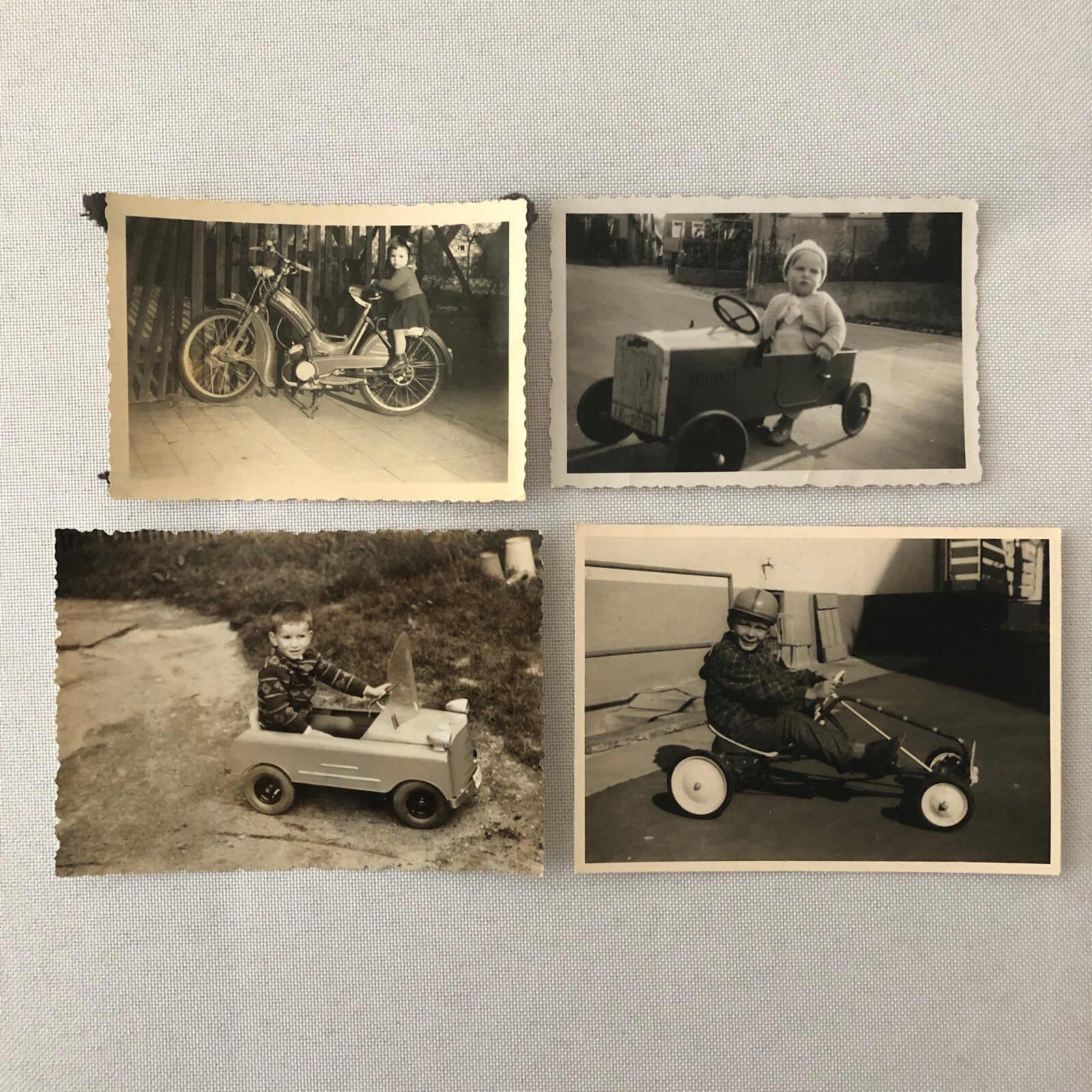 Vintage Photograph Lot Children with Ride On Toys Bikes Cars Pedal Car Tricycle 