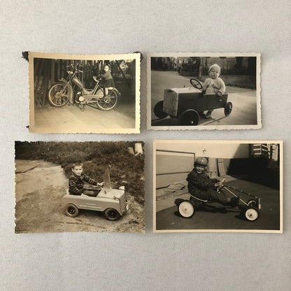 Vintage Photograph Lot Children with Ride On Toys Bikes Cars Pedal Car Tricycle 