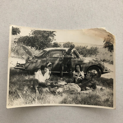 Vintage Photo Photograph Yonge Men and Women Picnic with Car - Tag AL22SM2