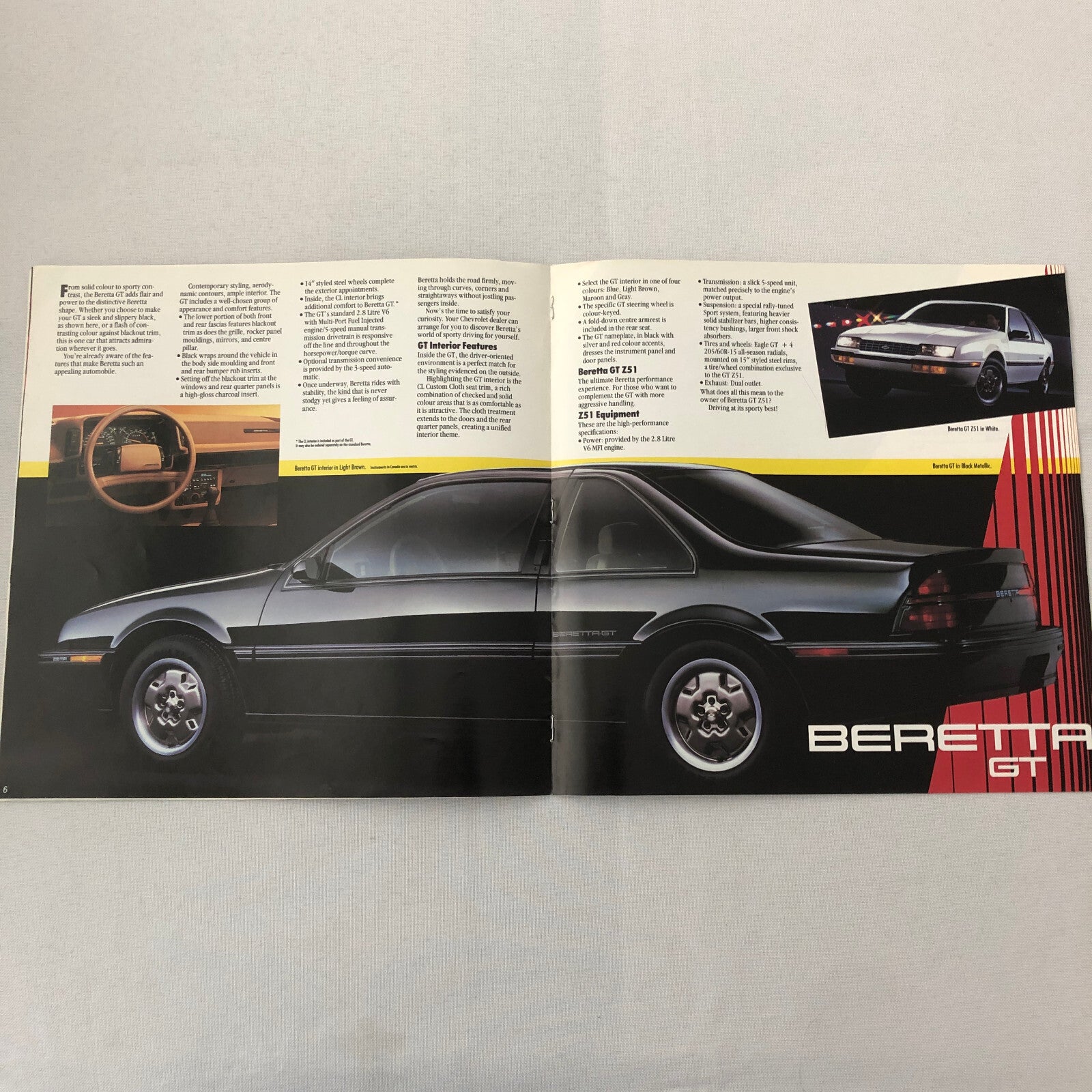 1987 Chevrolet Beretta Sales Brochure Catalog Advertising