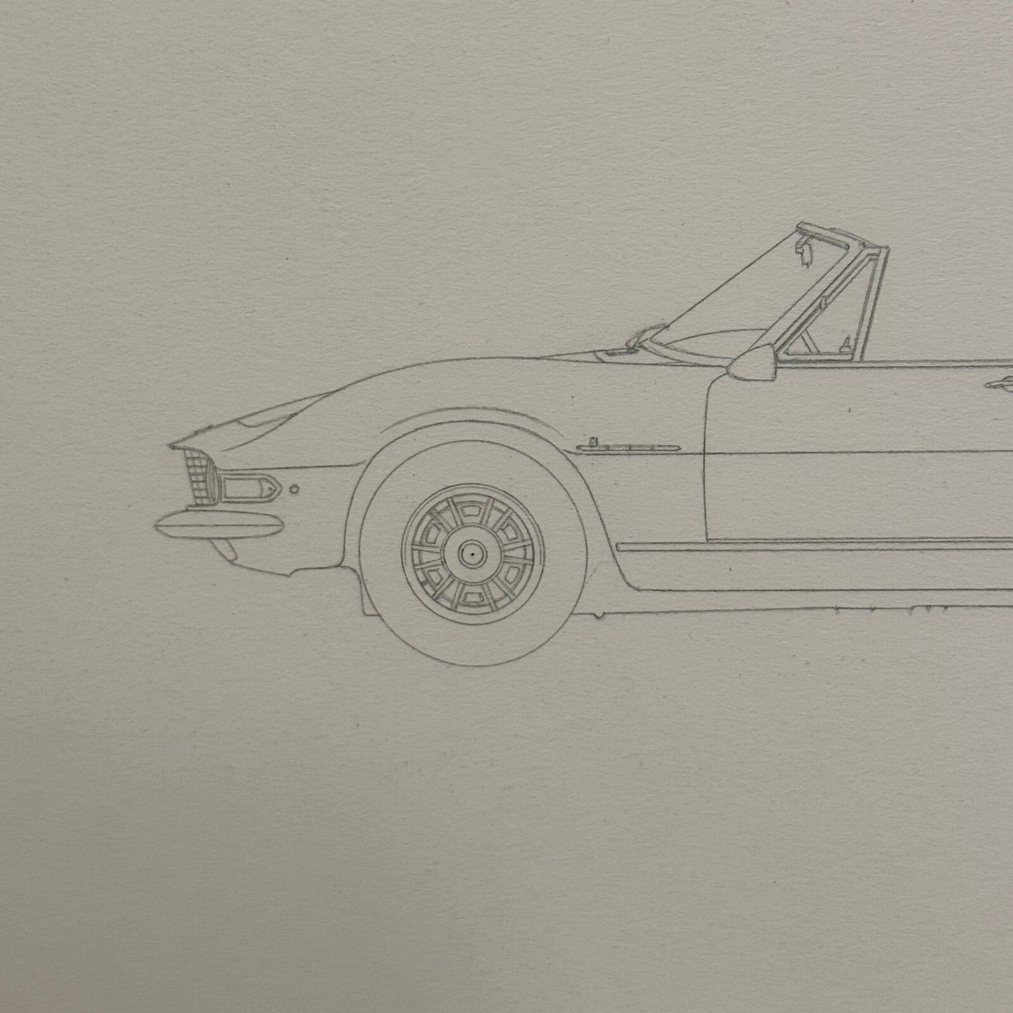 1967 Fiat Dino Spider Pininfarina Car Illustration Art Drawing Hand Drawn