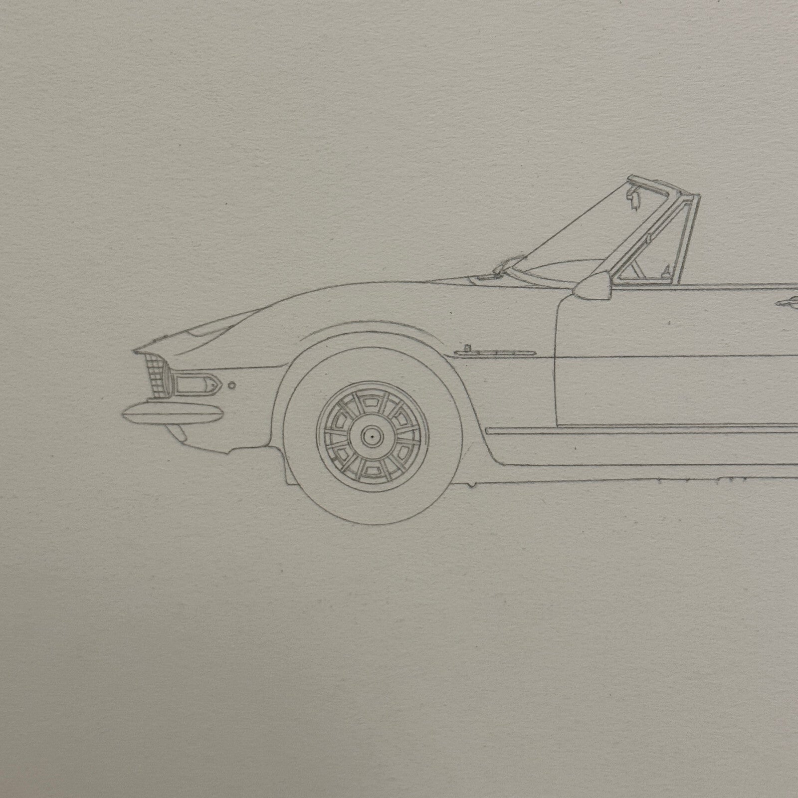 1967 Fiat Dino Spider Pininfarina Car Illustration Art Drawing Hand Drawn