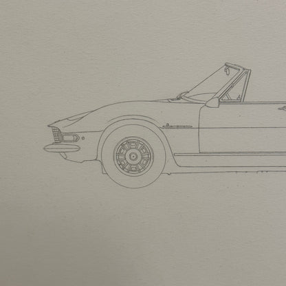 1967 Fiat Dino Spider Pininfarina Car Illustration Art Drawing Hand Drawn