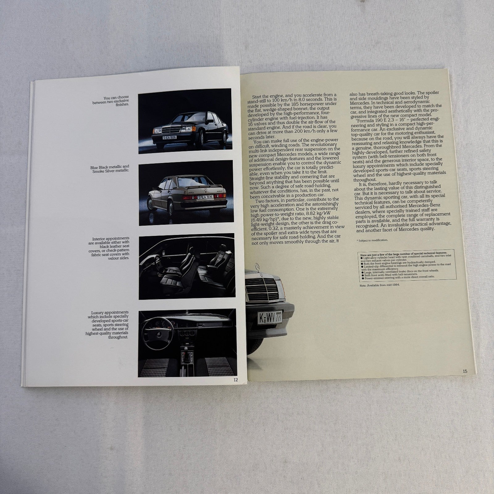 Mercedes Benz Car Brochure 280SL 500 SL 380 SL 280CE 200T 240D 300D 190D 190 250